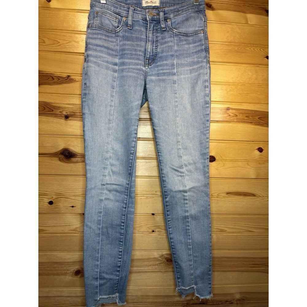 Madewell Skinny Crop Jeans Whiskered Blue Stretch Denim 9" High Rise Womens 27